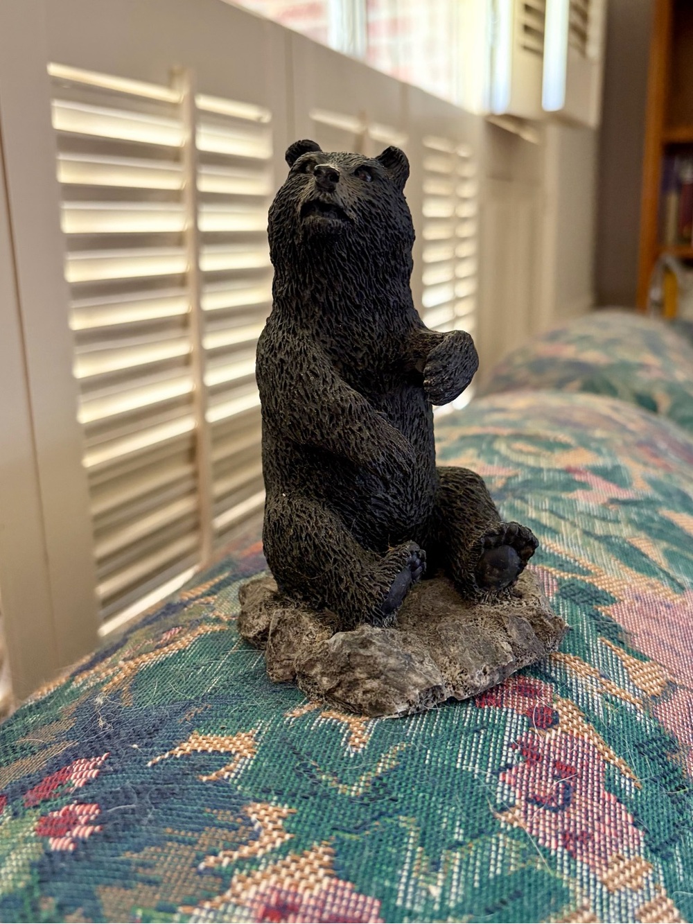 Black Seated Bear Sculpture Decorative Accent